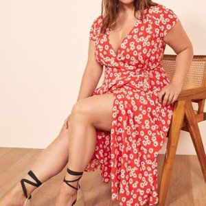 Red Floral Carina Reformation Plus Size Wrap Dress
